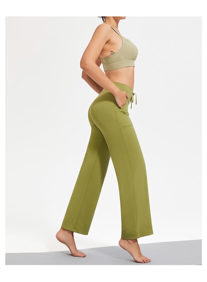 Wide Leg Yoga Pants For Women Solid Color High Waist Sweatpants With Pockets Stretch Comfy Workout Sports Trousers  - Image 2