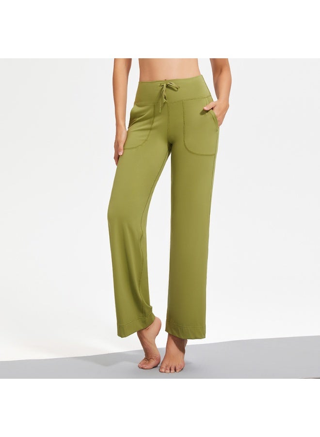 Wide Leg Yoga Pants For Women Solid Color High Waist Sweatpants With Pockets Stretch Comfy Workout Sports Trousers  - Image 1