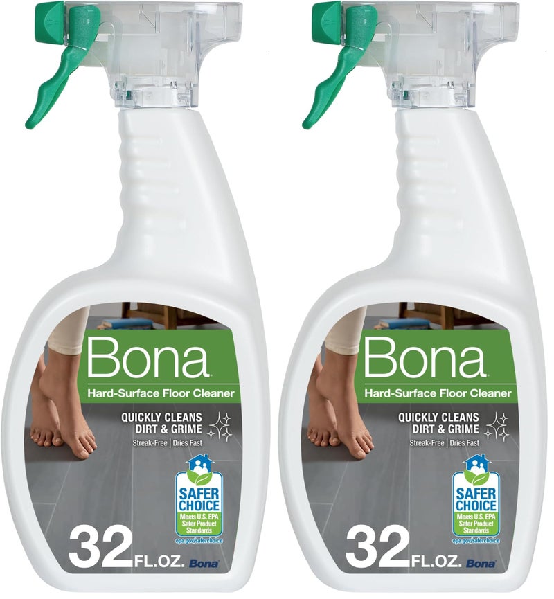 BONA بونا رذاذ منظف الأرضيات متعدد الأسطح - 32 أونصة سائلة - بدون رائحة - قابل لإعادة التعبئة - حل تنظيف الأرضيات خالي من البقايا للحجر، البلاط، اللامينيت، والأرضيات الفينيل (عبوة من 2) - Image 1