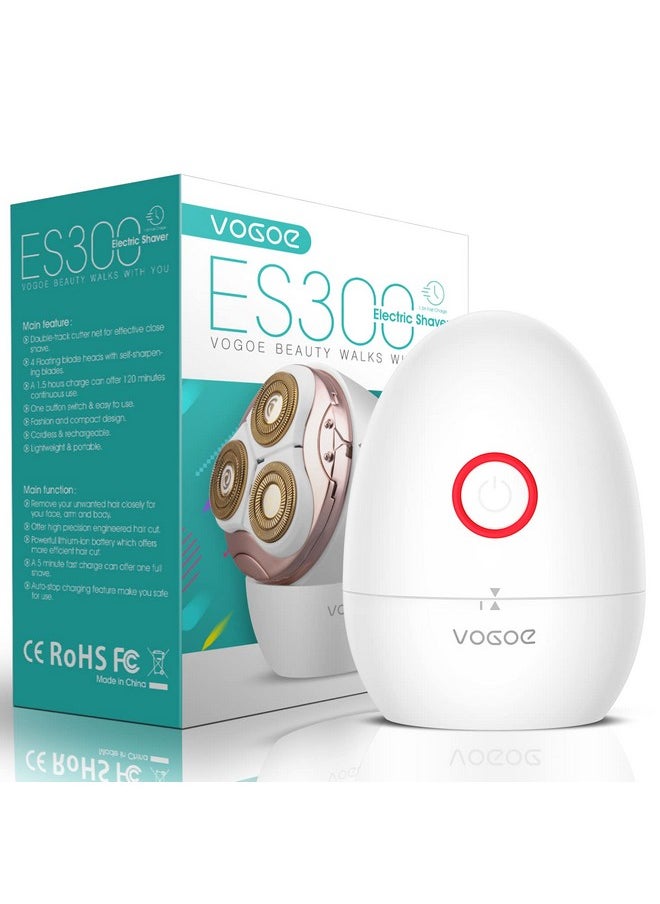 VOGOE - Electric Shaver For Women 3D Floating Blade Rotary Razor Hair Remover For Arms, Legs And Underarms Rechargeable Portable And Safe Wet And Dry Use Es300 - Image 1