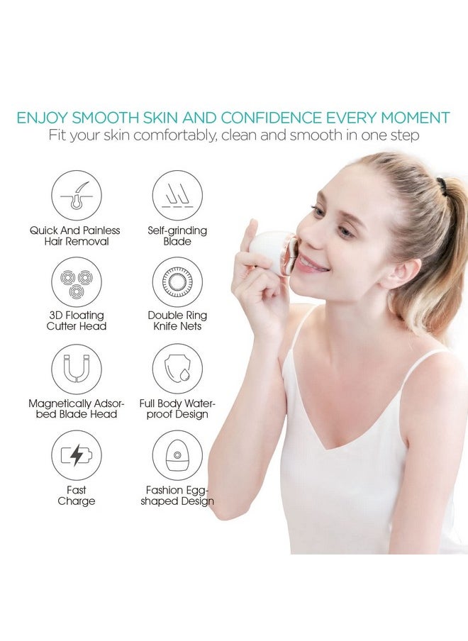VOGOE - Electric Shaver For Women 3D Floating Blade Rotary Razor Hair Remover For Arms, Legs And Underarms Rechargeable Portable And Safe Wet And Dry Use Es300 - Image 1