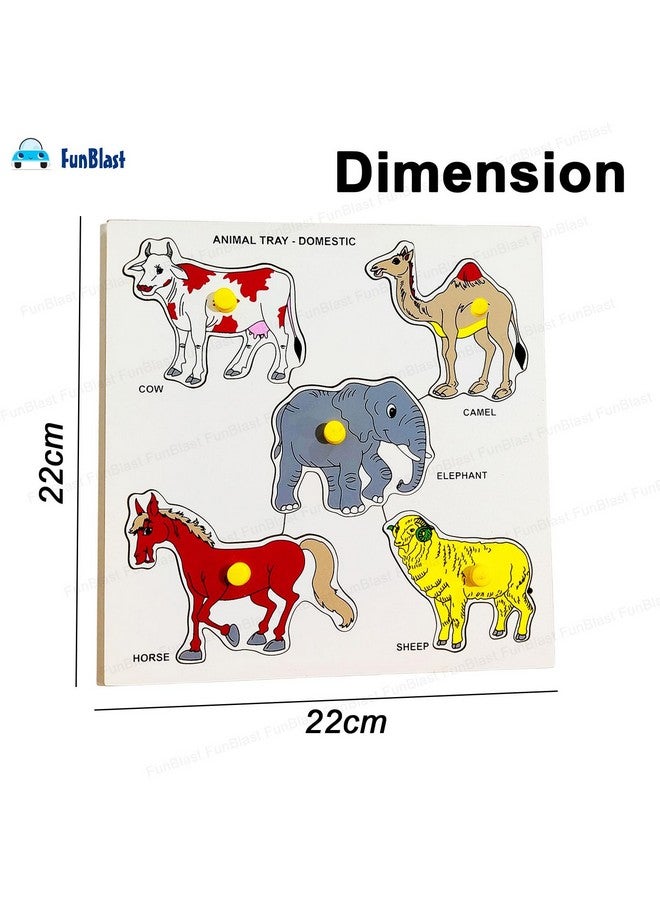 FunBlast Wooden Learning Domestic Animal Puzzle Board for Kids Learning Toy for Kids - (Multicolor; Pack of 1) - Image 3