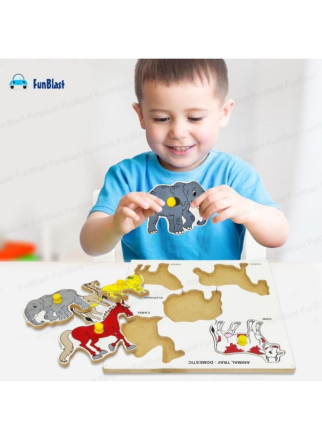FunBlast Wooden Learning Domestic Animal Puzzle Board for Kids Learning Toy for Kids - (Multicolor; Pack of 1) - Image 5