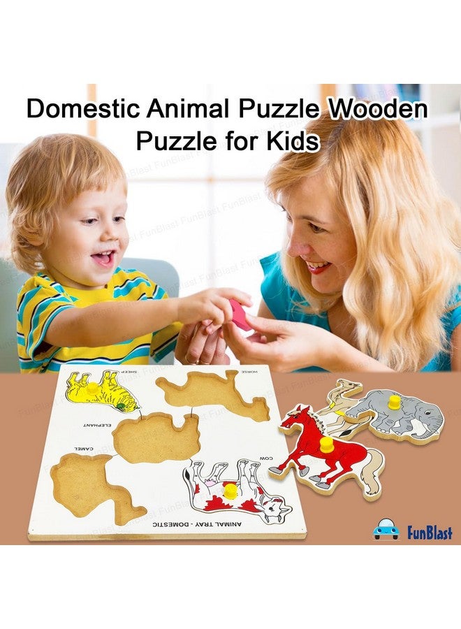 FunBlast Wooden Learning Domestic Animal Puzzle Board for Kids Learning Toy for Kids - (Multicolor; Pack of 1) - Image 4