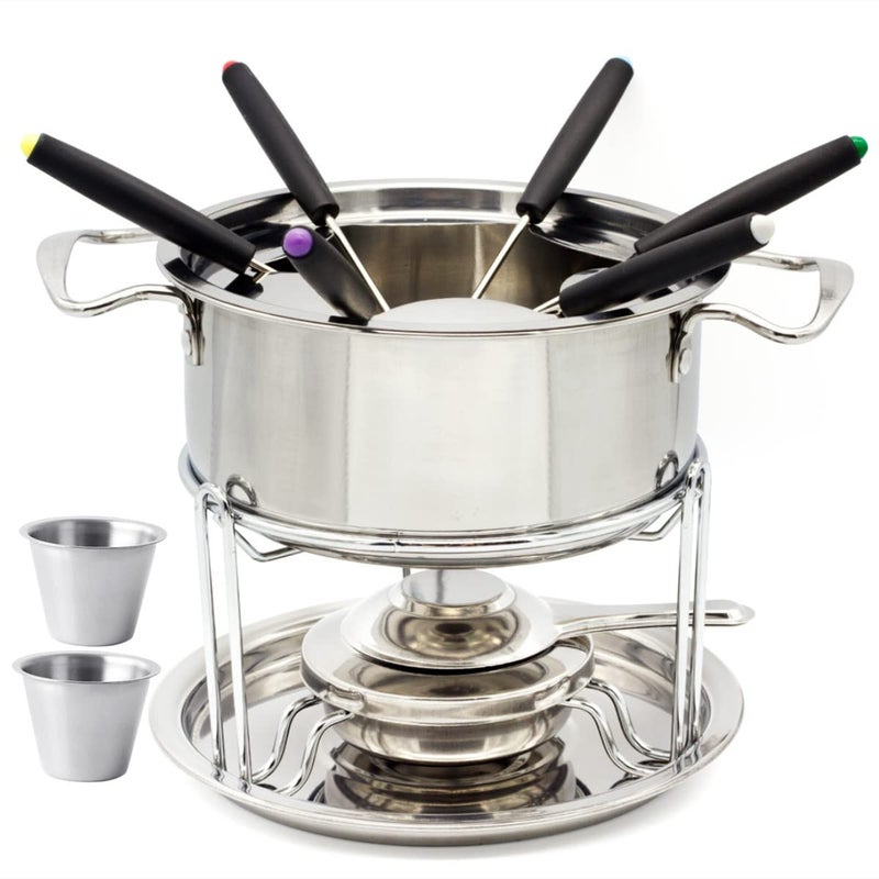 WZH Fifth Strobe River Stainless Steel Fondue Pot Inox Set WZH 13set Fuel Fondue Temperature Controllable Chocolate Cheese 
