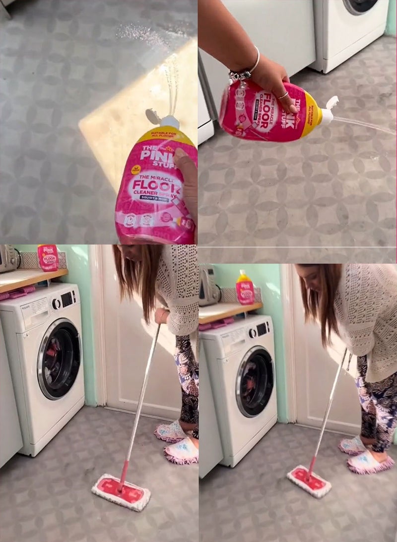 ذا بينك ستاف منظف الارضيات المباشر من ميراكل | بخاخ وممسحة 750 مل - تركيبة سريعة الجفاف | لا حاجة للماء | صديق للنباتيين | مناسب لجميع - رائحة الراوند المنعشة - Image 4