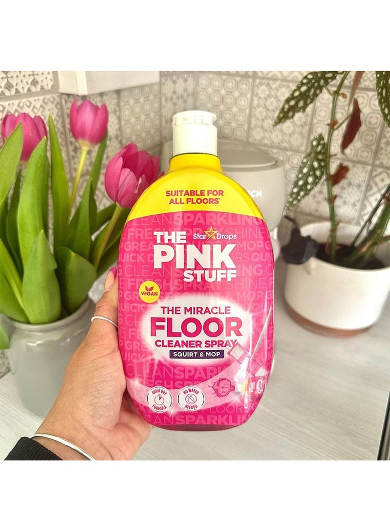ذا بينك ستاف منظف الارضيات المباشر من ميراكل | بخاخ وممسحة 750 مل - تركيبة سريعة الجفاف | لا حاجة للماء | صديق للنباتيين | مناسب لجميع - رائحة الراوند المنعشة - Image 2