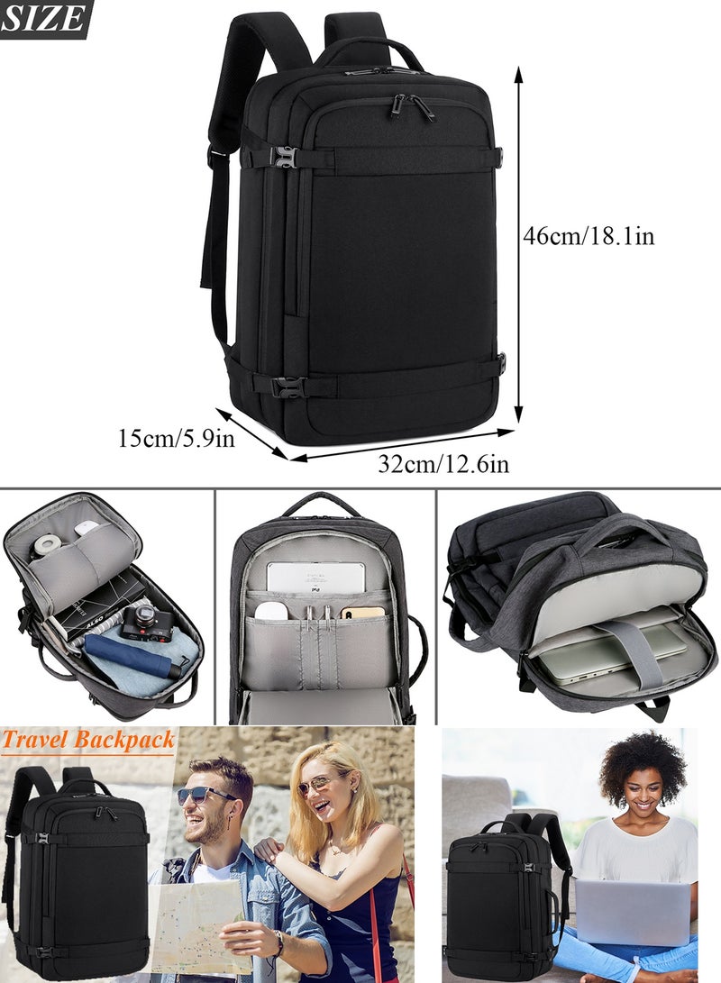 TokFaa Travel Backpack 35L Flight Approved Carry On Backpack for Men Women Large Luggage Backpack 17 Inch Waterproof Laptop Backpack Business School Weekender Overnight Daypack,Black - Image 2
