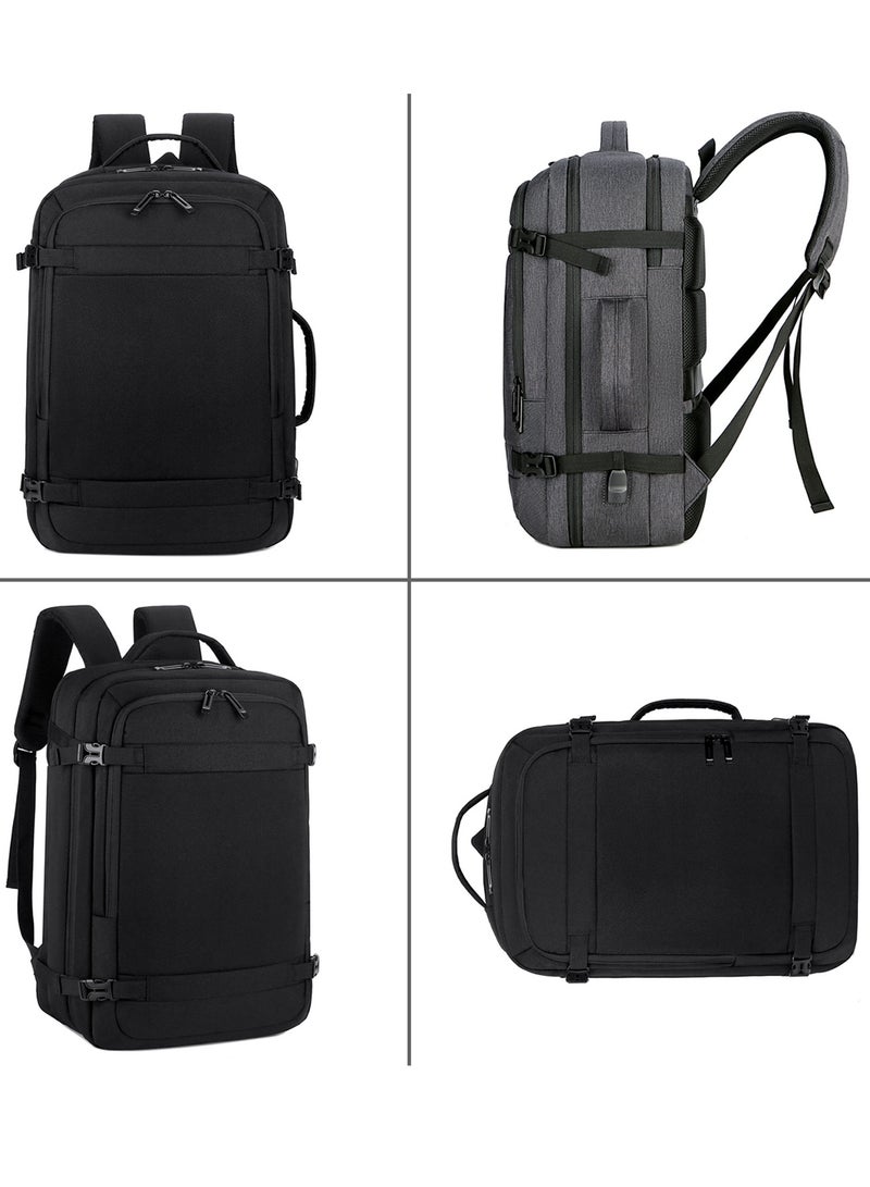 TokFaa Travel Backpack 35L Flight Approved Carry On Backpack for Men Women Large Luggage Backpack 17 Inch Waterproof Laptop Backpack Business School Weekender Overnight Daypack,Black - Image 3