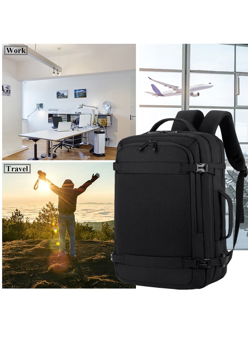 TokFaa Travel Backpack 35L Flight Approved Carry On Backpack for Men Women Large Luggage Backpack 17 Inch Waterproof Laptop Backpack Business School Weekender Overnight Daypack,Black - Image 5