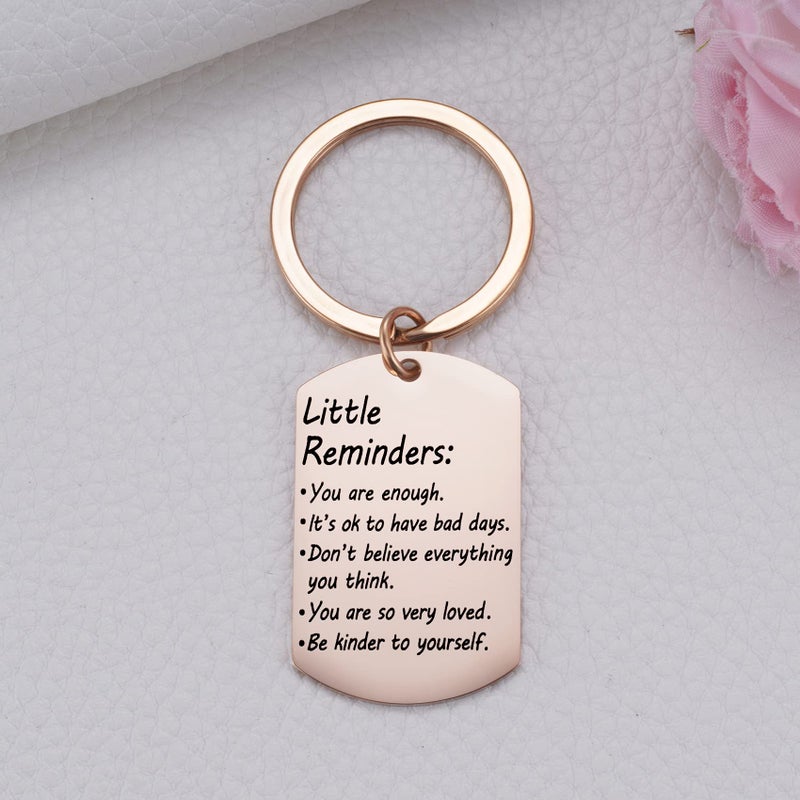 MIXJOY Valentine's Day Little Reminders Keychain, Mental Health Gift, Positive Thinking Reminder Daily Affirmation Inspiration Uplifting Quotes, You Are Enough Keyring, Self Love (Rose Gold) - Image 5