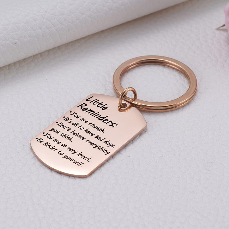 MIXJOY Valentine's Day Little Reminders Keychain, Mental Health Gift, Positive Thinking Reminder Daily Affirmation Inspiration Uplifting Quotes, You Are Enough Keyring, Self Love (Rose Gold) - Image 3