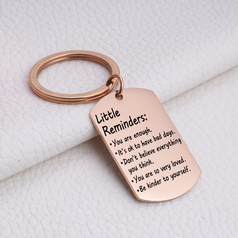 MIXJOY Valentine's Day Little Reminders Keychain, Mental Health Gift, Positive Thinking Reminder Daily Affirmation Inspiration Uplifting Quotes, You Are Enough Keyring, Self Love (Rose Gold) - Image 2