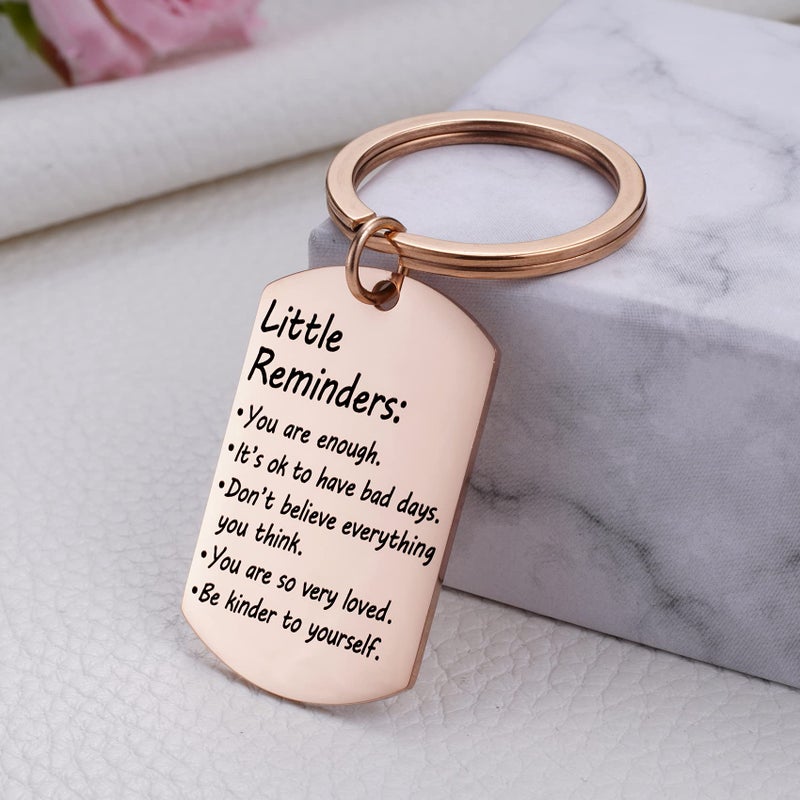 MIXJOY Valentine's Day Little Reminders Keychain, Mental Health Gift, Positive Thinking Reminder Daily Affirmation Inspiration Uplifting Quotes, You Are Enough Keyring, Self Love (Rose Gold) - Image 4