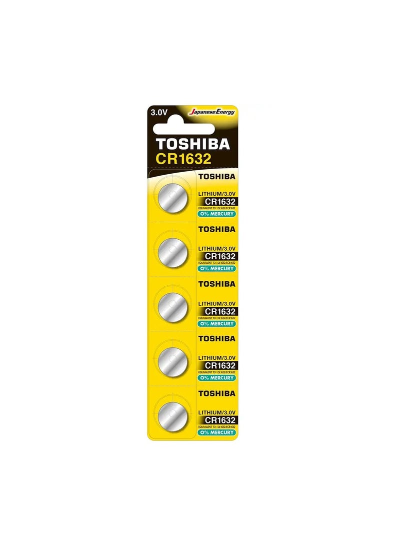 Toshiba Lithium Coin Cell Battery 3V Cr1632 Cell 5Pc