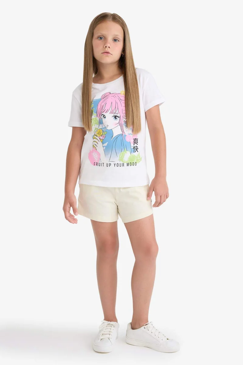 DeFacto Girl Elastic Waist Printed Shorts