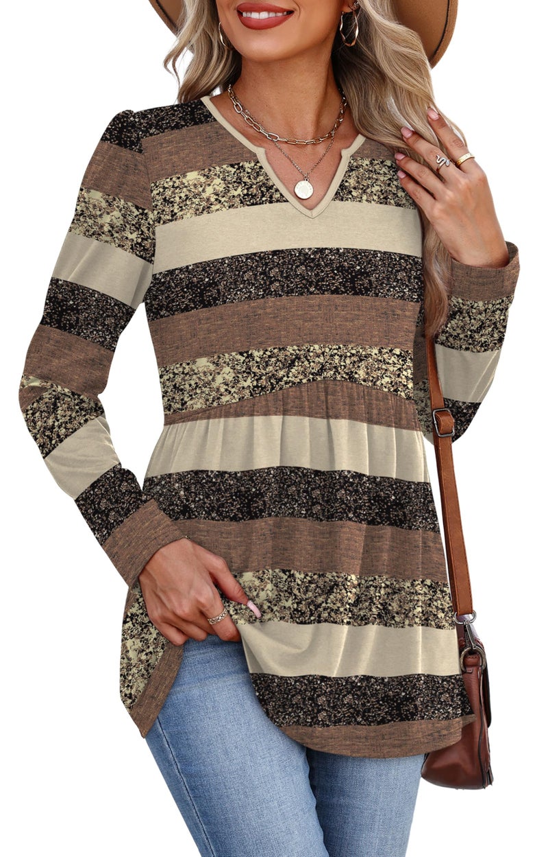 WIHOLL Plus Size Clothes for Women Fall Tops Long Sleeve Shirts Dressy Casual Blouses Chocolate Brown Fall Clothing 3XL - Image 3