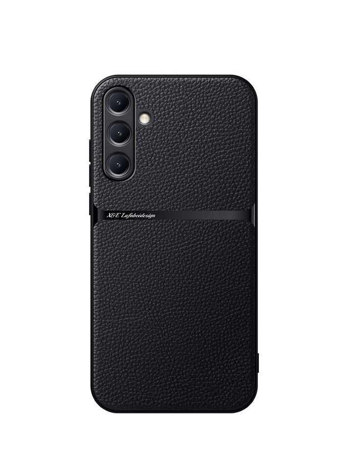 ماركة غير محددة - جراب سيليكون من الجلد الصناعي مقاوم للصدمات متوافق مع Samsung Galaxy A16 (اسود) - Image 1