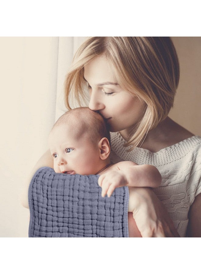 لوكسي مناديل التجشؤ من Looxii مصنوعة من قماش موسلين قطني 100%، مقاس كبير 20×10 بوصة، ناعمة للغاية وعالية الامتصاص، عبوة من 6 قطع من قماش التجشؤ للأطفال للأولاد والبنات (أزرق ضبابي) - Image 2