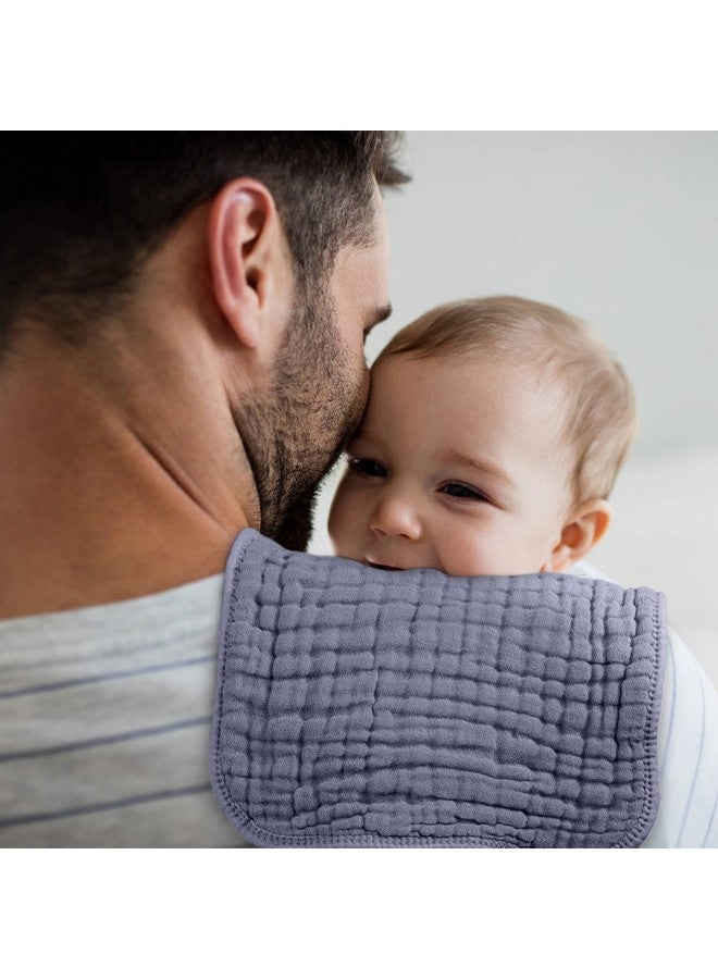 لوكسي مناديل التجشؤ من Looxii مصنوعة من قماش موسلين قطني 100%، مقاس كبير 20×10 بوصة، ناعمة للغاية وعالية الامتصاص، عبوة من 6 قطع من قماش التجشؤ للأطفال للأولاد والبنات (أزرق ضبابي) - Image 5