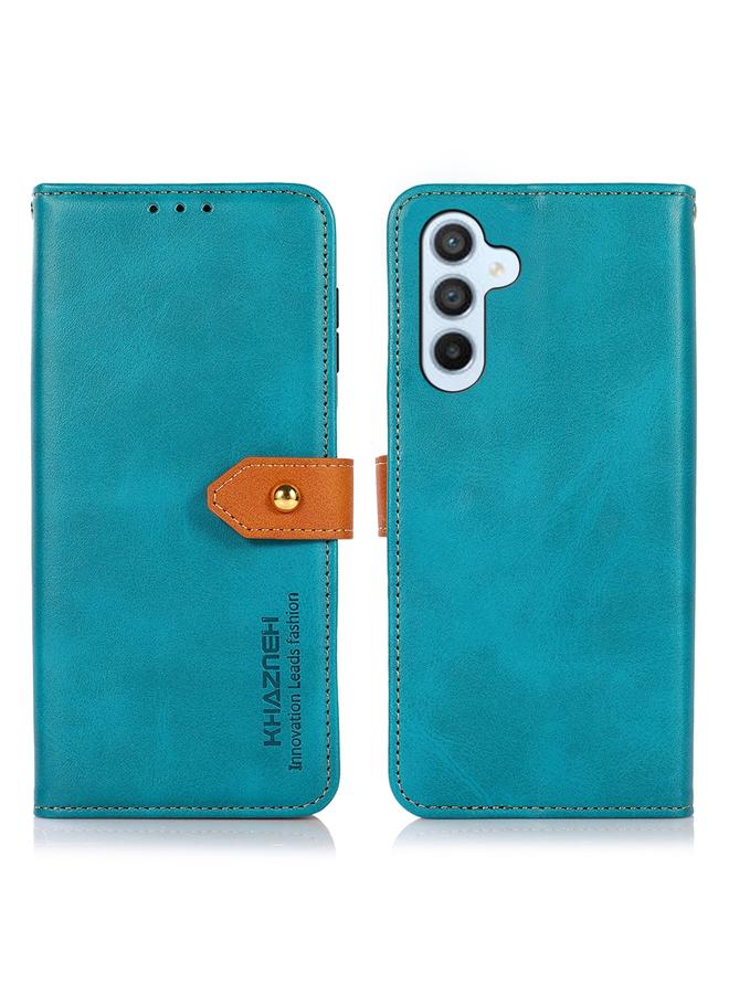 جرين تايجر جراب هاتف KHAZNEH ثنائي اللون من جلد البقر المحبب لهاتف Samsung Galaxy S24 FE 5G (أزرق)