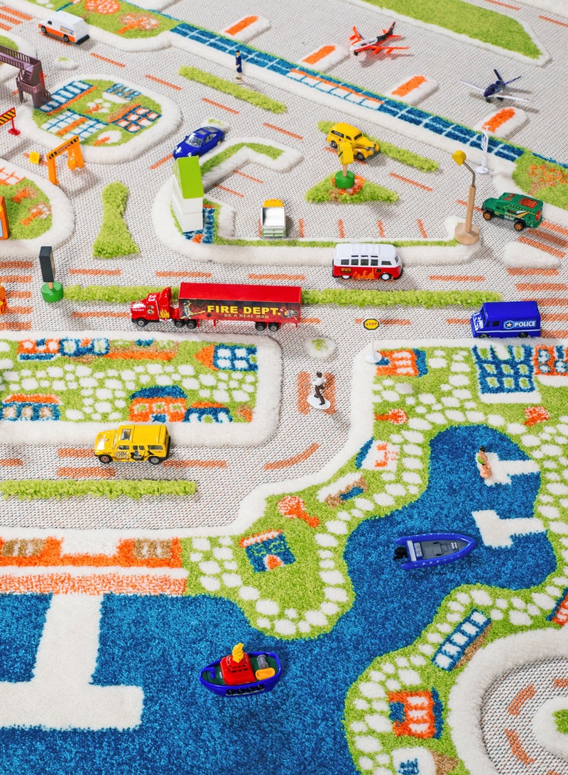 IVI 3D Play Carpet Traffic Design - Small | Blue | Activity Playmat for Kids & Children | Bedroom, Living Room, Nursery Rug | Polypropylene | Foldable | 113 cm x 80 cm - Image 3
