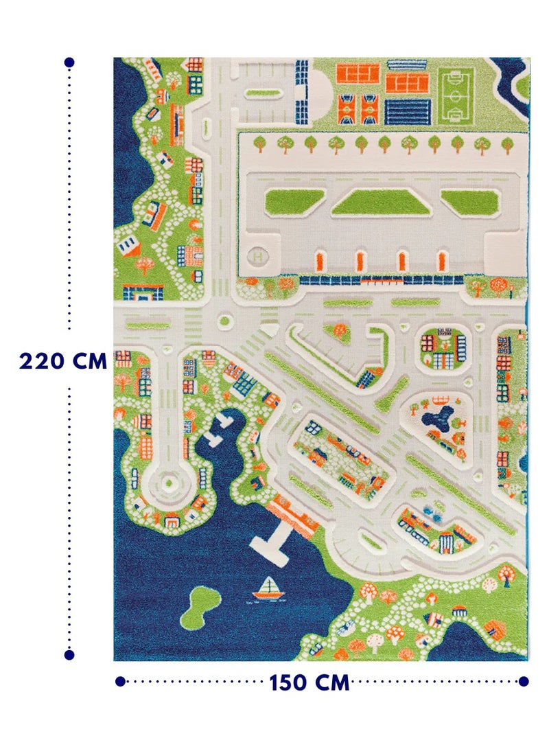 IVI 3D Play Carpet Traffic Design - Small | Blue | Activity Playmat for Kids & Children | Bedroom, Living Room, Nursery Rug | Polypropylene | Foldable | 113 cm x 80 cm - Image 2