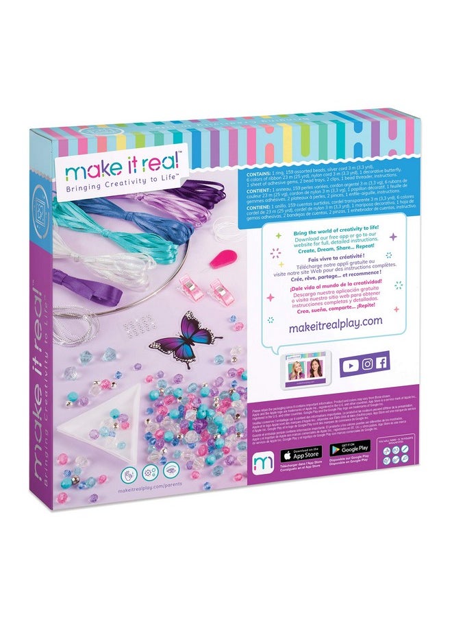 Make It Real Make It Real: DIY Dreamcatcher - Purple Pink Blue Butterfly, 175 Piece All-In-One DIY Kit, Tweens & Girls, Bedroom Décor, Arts & Crafts, Make A Beautiful Hanging Bead Dreamcatcher, Kids Ages 8+  - Image 2
