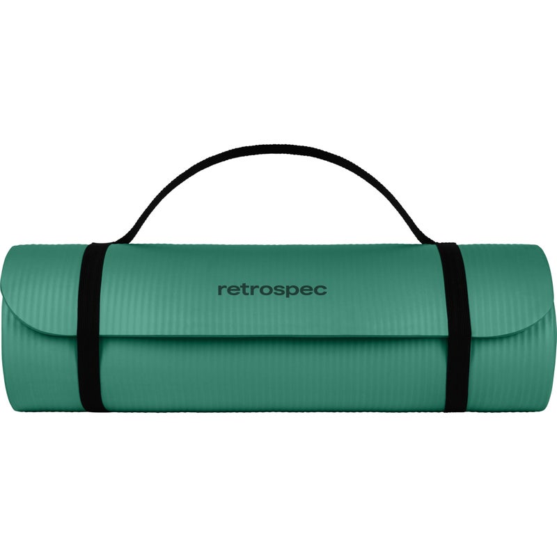 Retrospec Solana Yoga Mat 1" Thick w/Nylon Strap for Men & Women - Non Slip Exercise Mat for Home Yoga, Pilates, Stretching, Floor & Fitness Workouts - Elm Green - Image 4