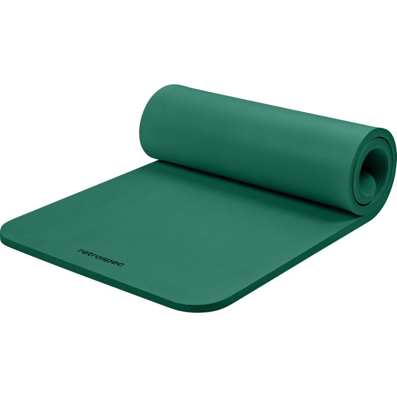 Retrospec Solana Yoga Mat 1" Thick w/Nylon Strap for Men & Women - Non Slip Exercise Mat for Home Yoga, Pilates, Stretching, Floor & Fitness Workouts - Elm Green - Image 1