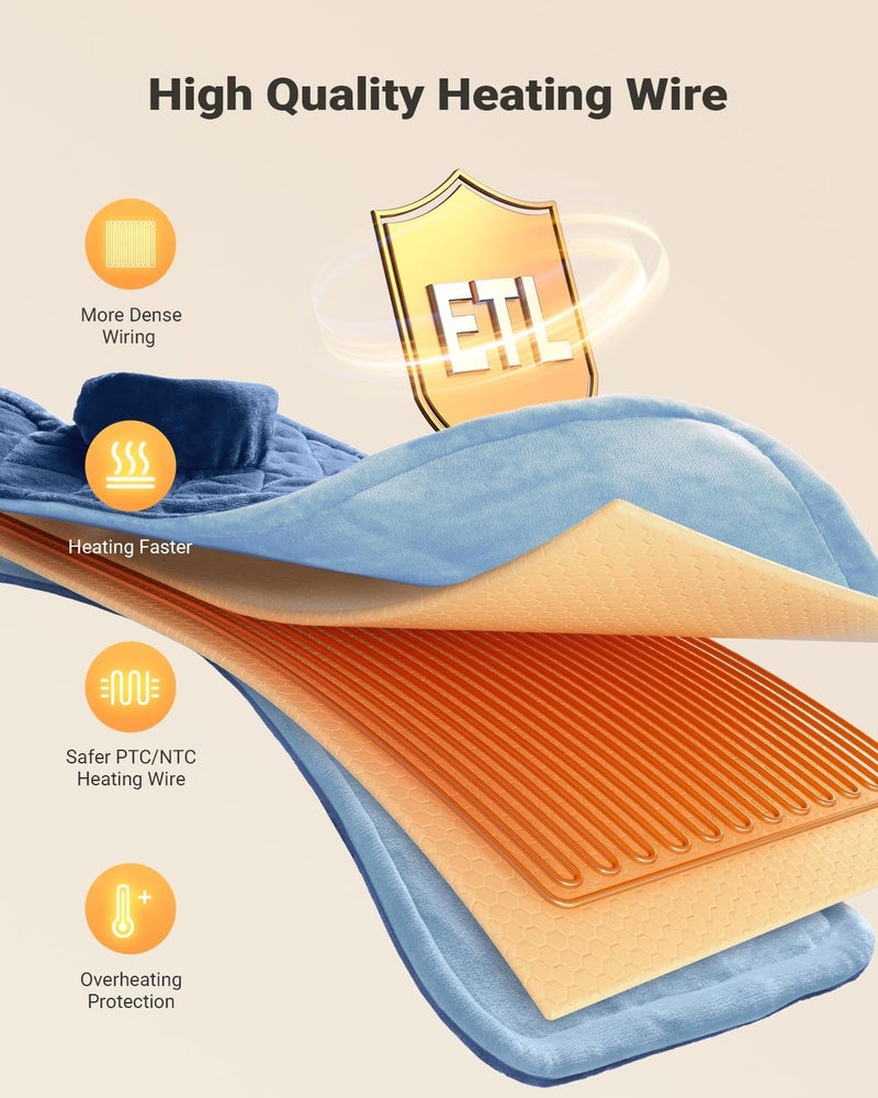 iDOO Electric Weighted Heating Pad for Back, Neck & Shoulders | 6 Heat Levels, 3 Timers, FSA Eligible Items, Birthday Gift for Men & Women, 24 x 33-inches - Image 2