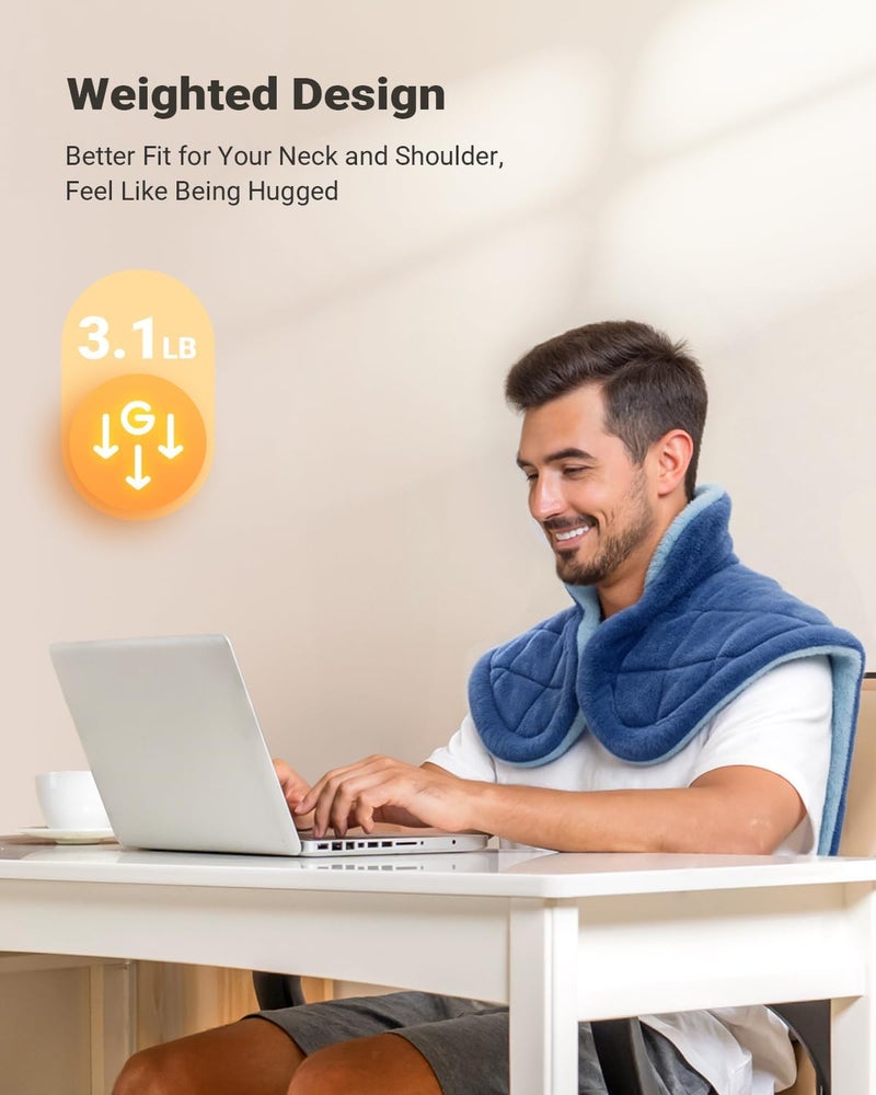 iDOO Electric Weighted Heating Pad for Back, Neck & Shoulders | 6 Heat Levels, 3 Timers, FSA Eligible Items, Birthday Gift for Men & Women, 24 x 33-inches - Image 1