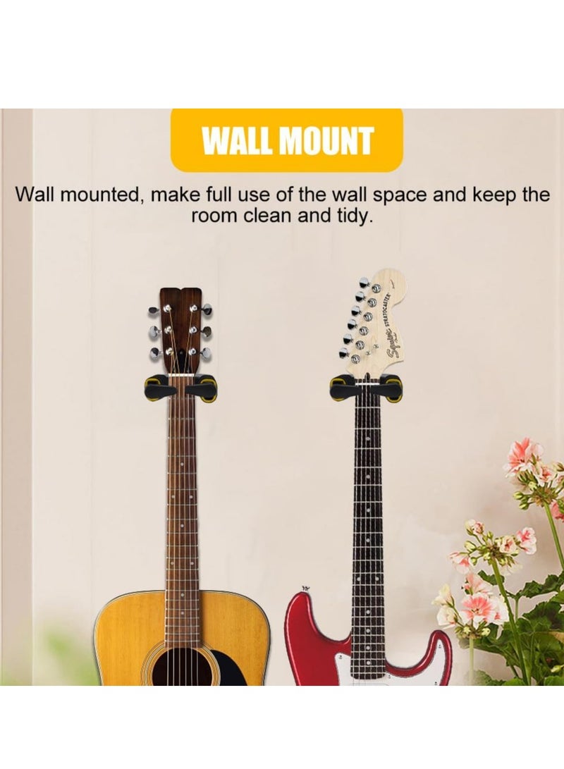 Mike Music Guitar Hanger Wall Mount, Auto Lock and Adjustable Hook Holder for Acoustic and Electric Guitar, Ukulele, Bass and Mandolin-Metal Base - Image 3