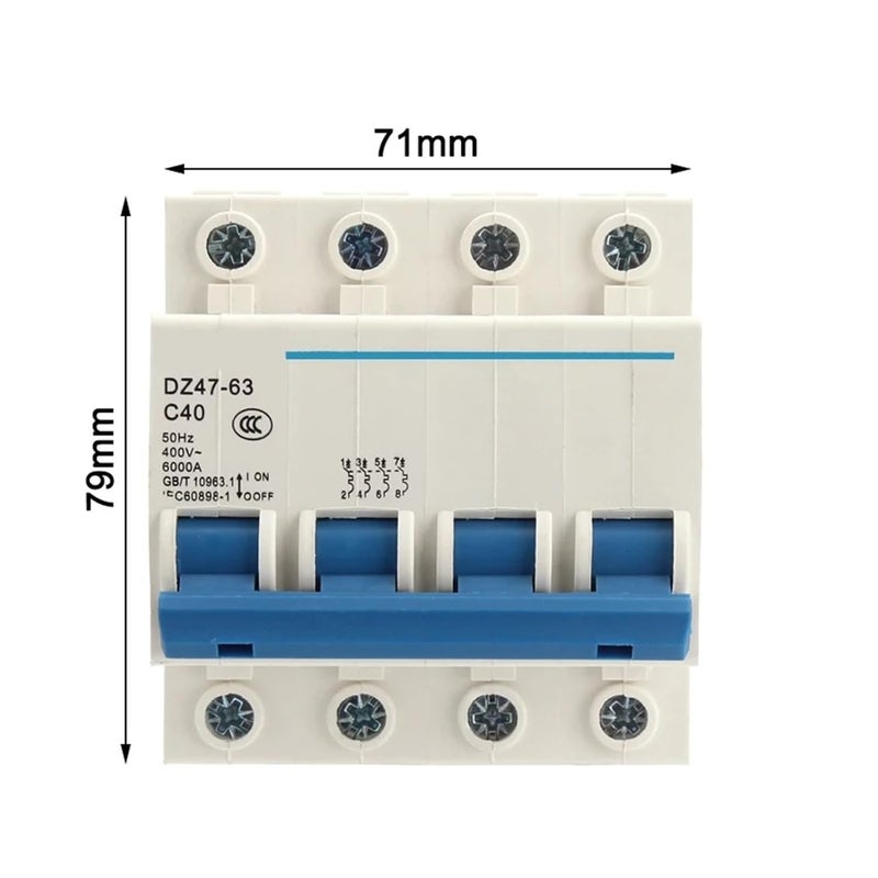 DZ47 63 C Type 63A 400V MCB Circuit Breaker 35mm Din Rail 6KA Breaking Capacity - Image 4