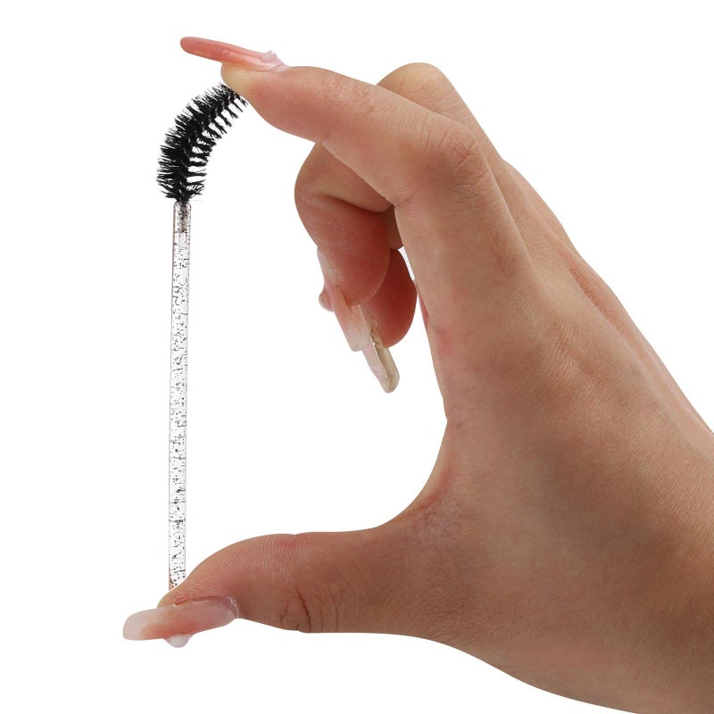 Tbestmax 100 Pcs Disposable Mascara Wands, Crystal Eyebrow Spoolies Brush for Eyelash Extensions, Black Lash Brushes with Container - Image 5