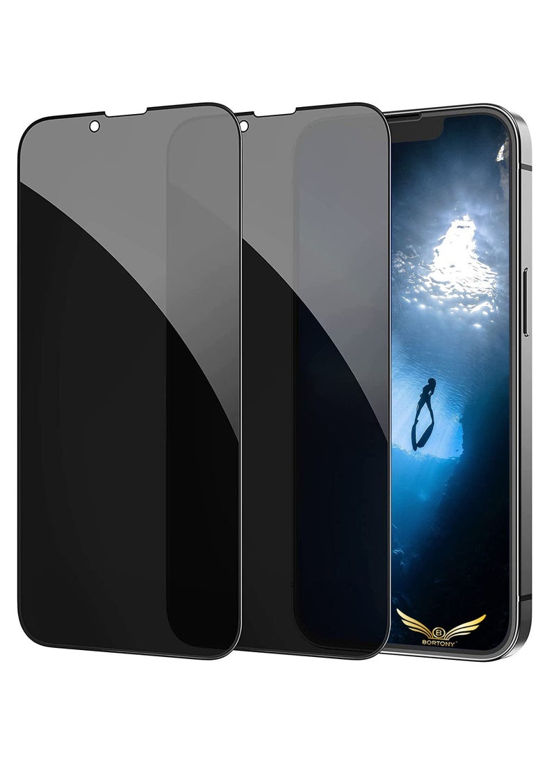 BORTONY Pack of 2 Privacy Screen Protector Compatible with iPhone 14 Plus/13 Pro Max Privacy [9H Hardness] [Anti-scratch] Anti-spy Tempered Glass Film for Apple iPhone 14 Plus/13 Pro Max 6.7 inch  - Image 1