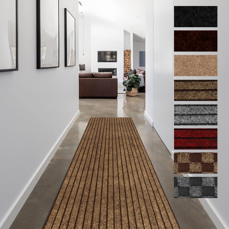 FREADEM Runner Rugs for Hallways 2FT x 6FT Non Slip Kitchen Area Rug Entryway Runner Laundry Room Rug 282 FT Indoor Outdoor Carpet Runners with Rubber Backing Brown Stripe