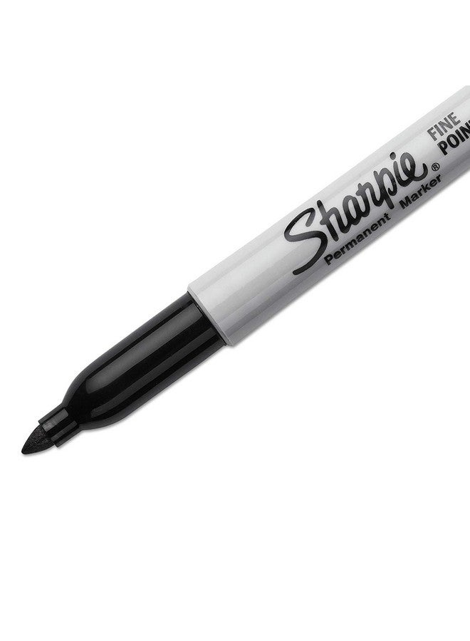 شاربي أقلام تحديد دائمة، ذات رأس رفيع، وحبر أسود (عبوة من 4 قطع) - Image 3