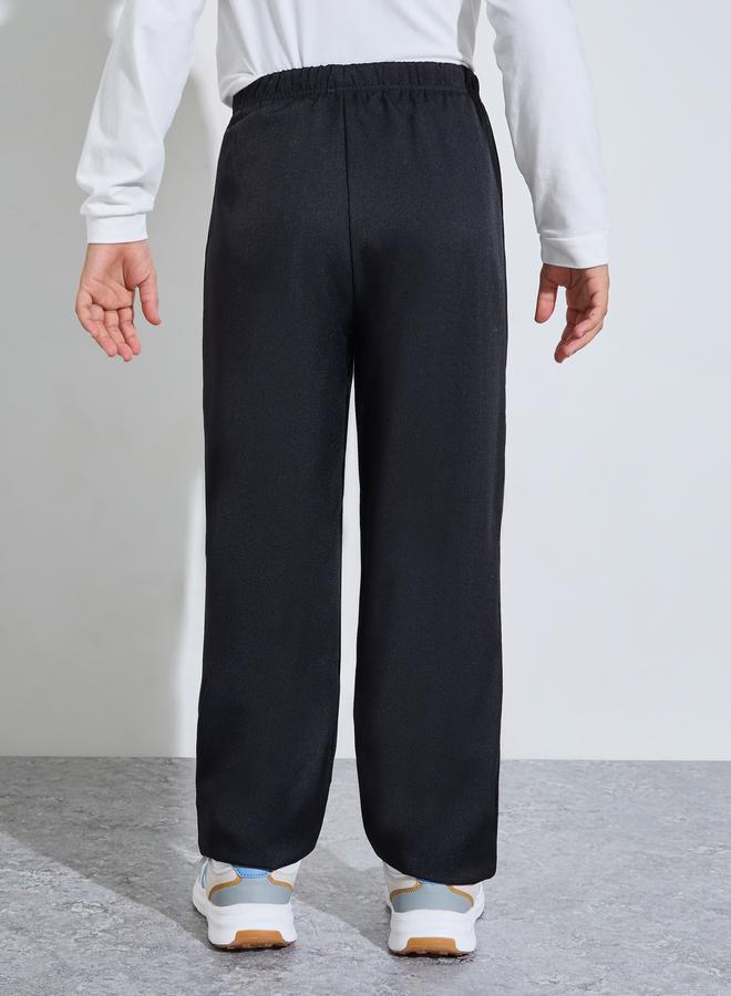 Styli Teen Boys Black Solid Front Pleated Pants - Image 4