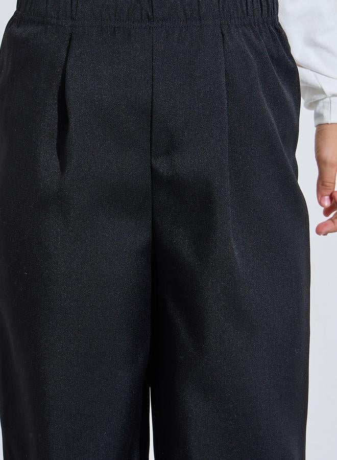 Styli Teen Boys Black Solid Front Pleated Pants - Image 3