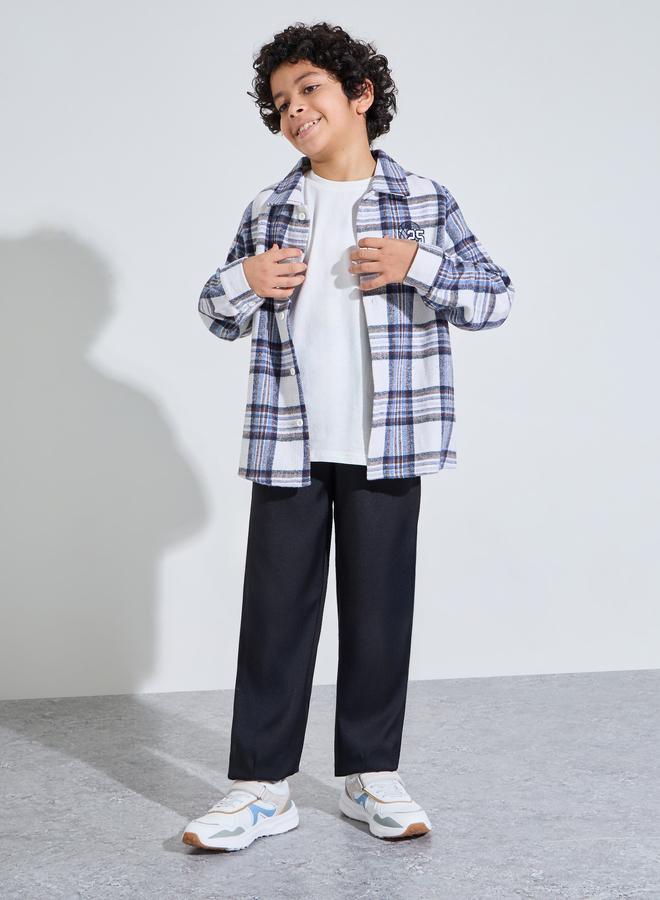 Styli Teen Boys Black Solid Front Pleated Pants - Image 2