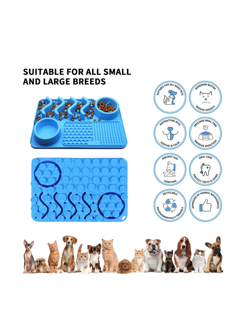 Excefore 3 in 1 Lick Mat for Dogs, Silicone Slow Feeder Dog Bowl with Suction Cup, Perfect for Treats, Yogurt, Boredom And Anxiety Reduction, Suitable for Dogs and Cats, Blue - Image 5