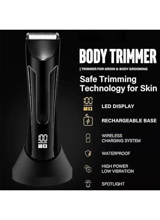 HOOKOR Body Hair Trimmer and Electric Shaver - Waterproof Groin Hair Trimmer for Men Ball Shaver USB Charging Dock Replaceable Ceramic Blade, Groomer Kit for Men  - Image 2