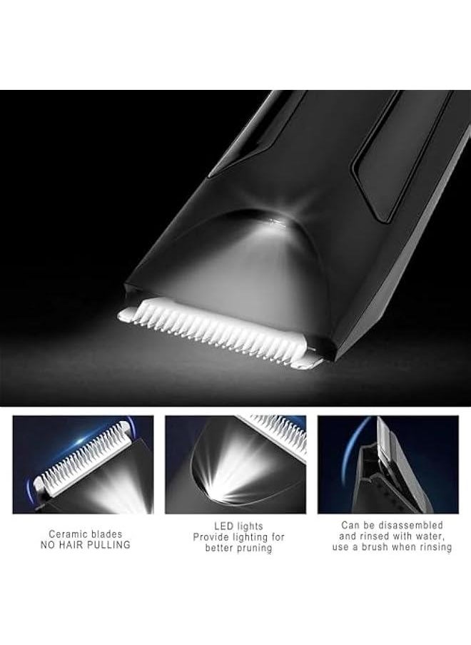 HOOKOR Body Hair Trimmer and Electric Shaver - Waterproof Groin Hair Trimmer for Men Ball Shaver USB Charging Dock Replaceable Ceramic Blade, Groomer Kit for Men  - Image 4