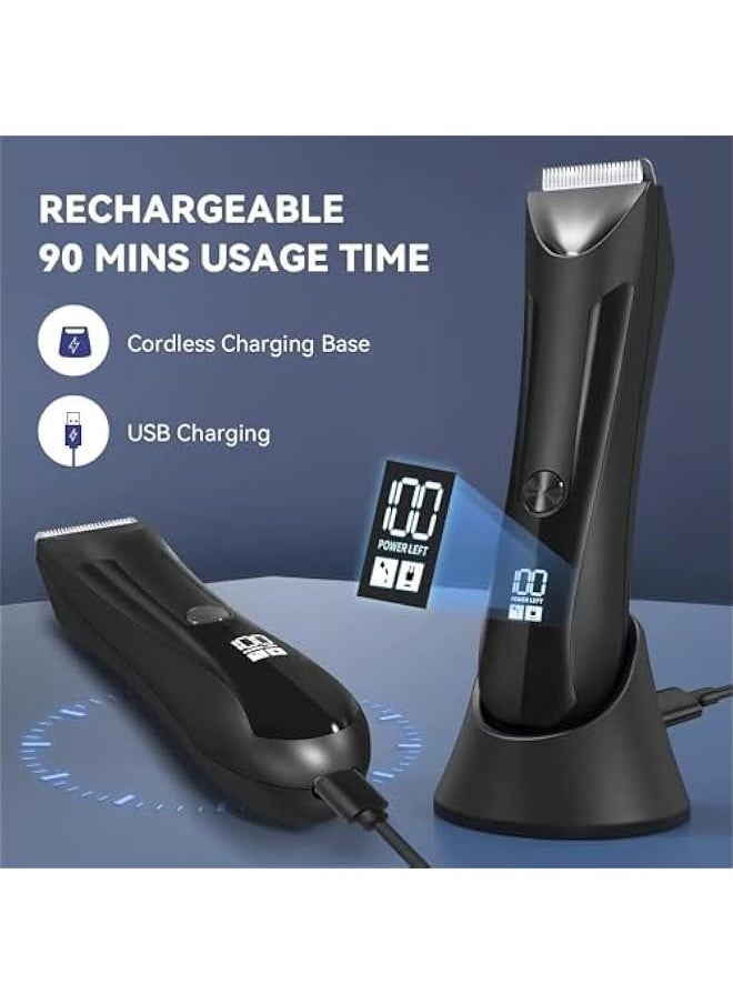 HOOKOR Body Hair Trimmer and Electric Shaver - Waterproof Groin Hair Trimmer for Men Ball Shaver USB Charging Dock Replaceable Ceramic Blade, Groomer Kit for Men  - Image 5