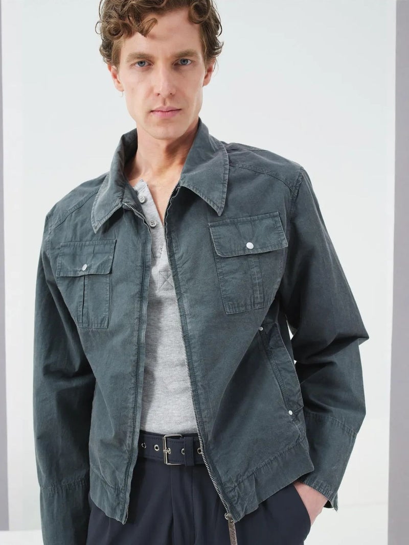 GIESTO Regular Fit Cotton Jacket with Zipper - Image 4