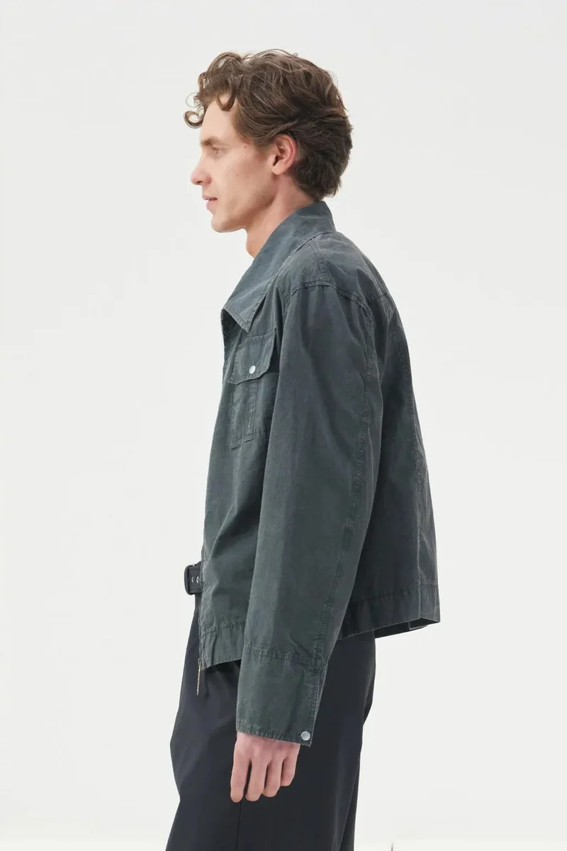 Giesto Charcoal Grey GIESTO Regular Fit Cotton Jacket with Zipper for Men | Best Price UAE