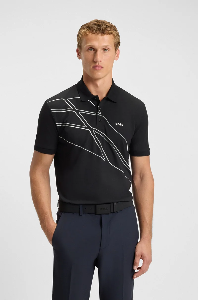 BOSS Paddy cotton-blend polo shirt with artwork