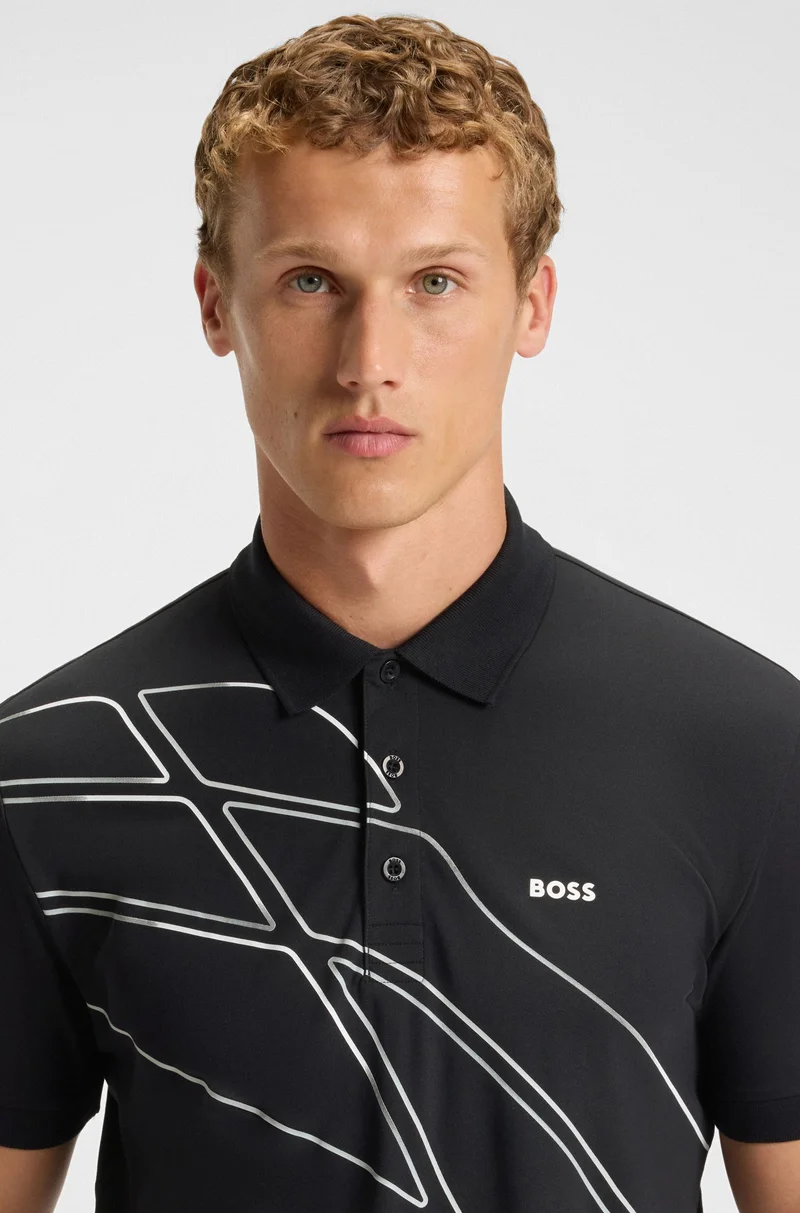BOSS Paddy cotton-blend polo shirt with artwork