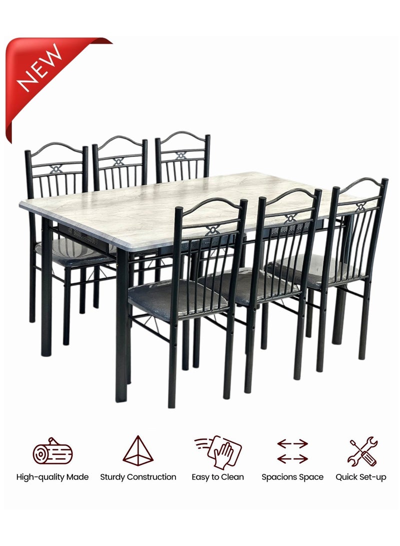 طقم طاولة طعام 7 قطع مع 6 كراسي مقاس 150*90 سم
